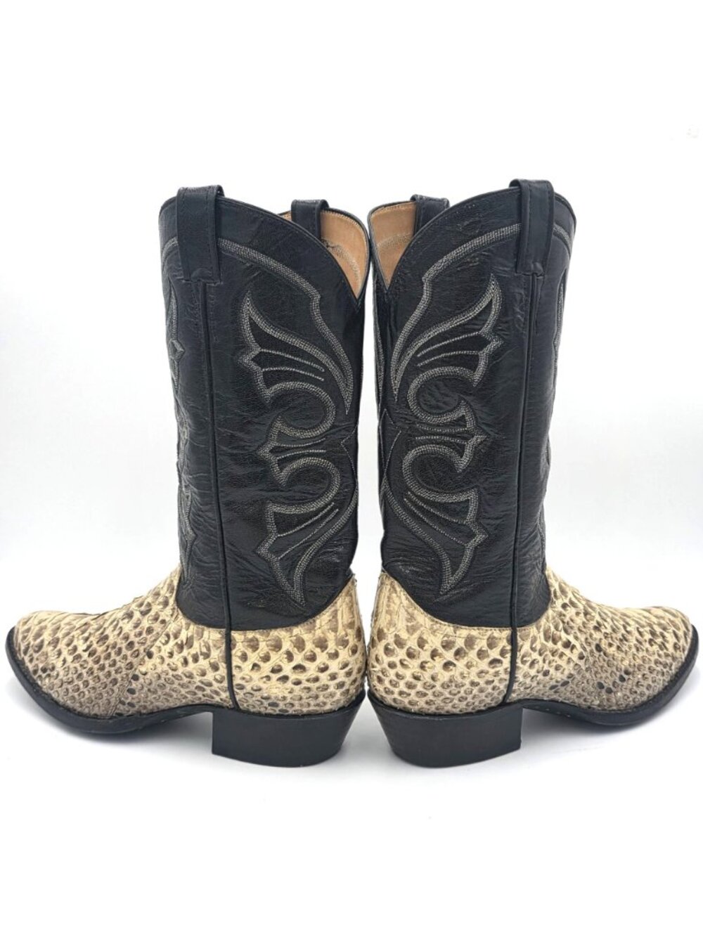 MINT - Vintage Python Mens 11D Natural Snakeskin Cowboy Boots Remington Exotic - Picture 5 of 16